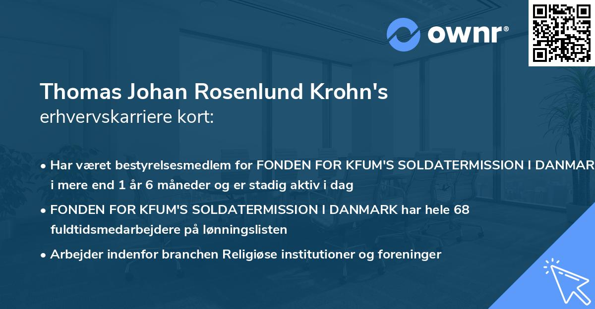 Thomas Johan Rosenlund Krohn's erhvervskarriere kort