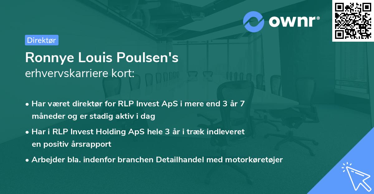 Ronnye Louis Poulsen's erhvervskarriere kort