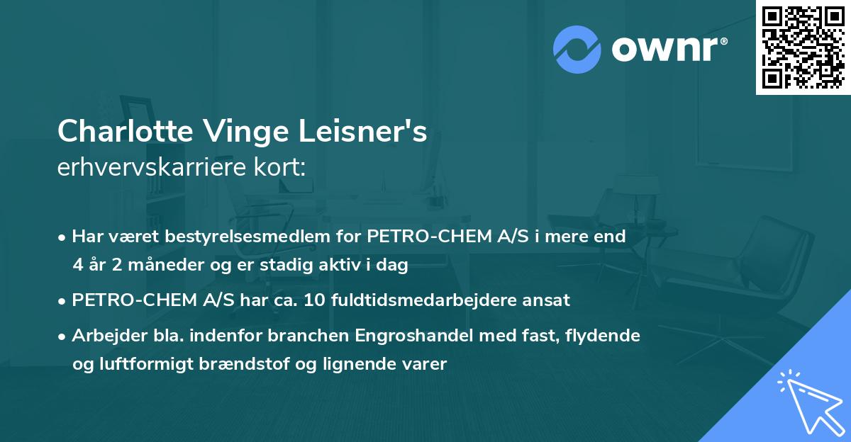 Charlotte Vinge Leisner's erhvervskarriere kort