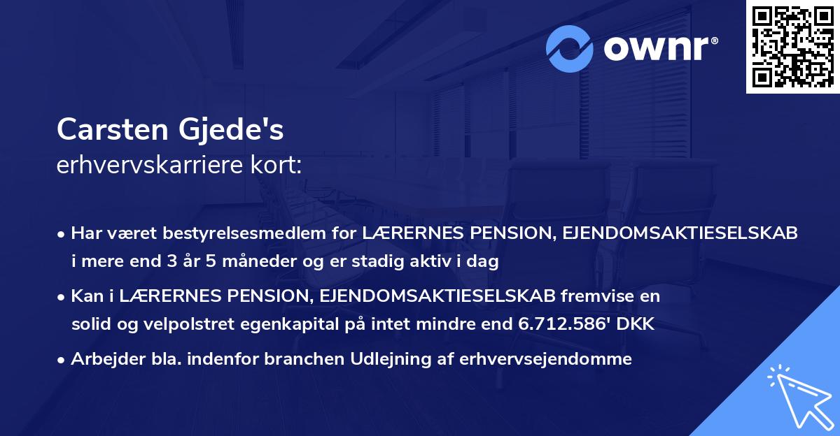 Carsten Gjede's erhvervskarriere kort