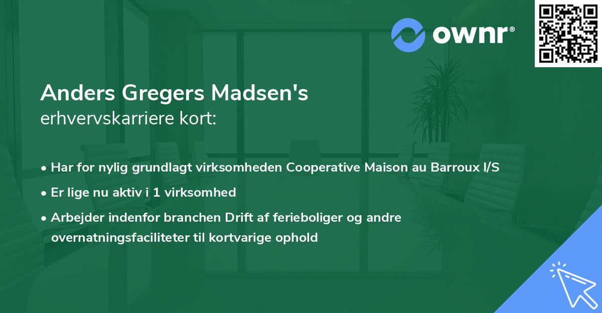 Anders Gregers Madsen's erhvervskarriere kort