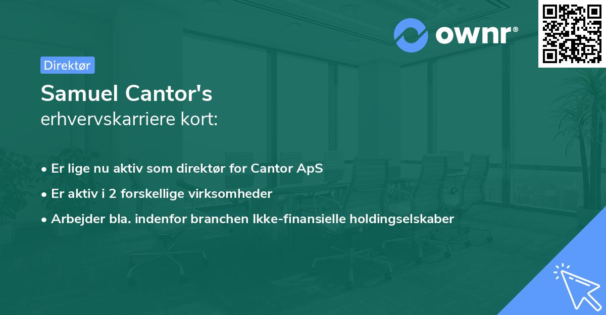 Samuel Cantor's erhvervskarriere kort