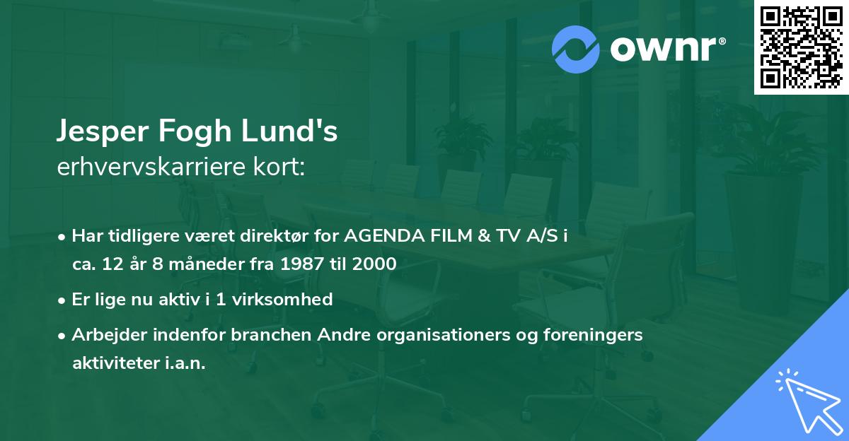Jesper Fogh Lund's erhvervskarriere kort