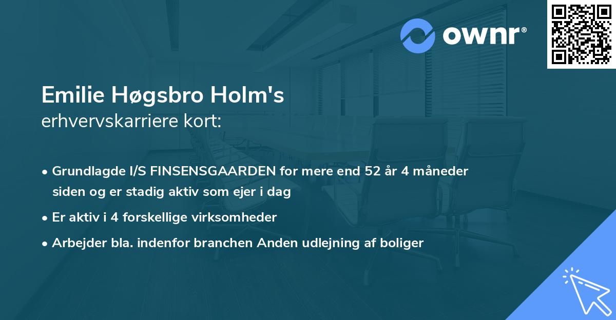 Emilie Høgsbro Holm's erhvervskarriere kort