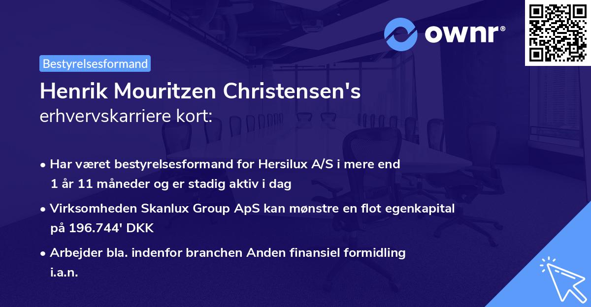 Henrik Mouritzen Christensen's erhvervskarriere kort