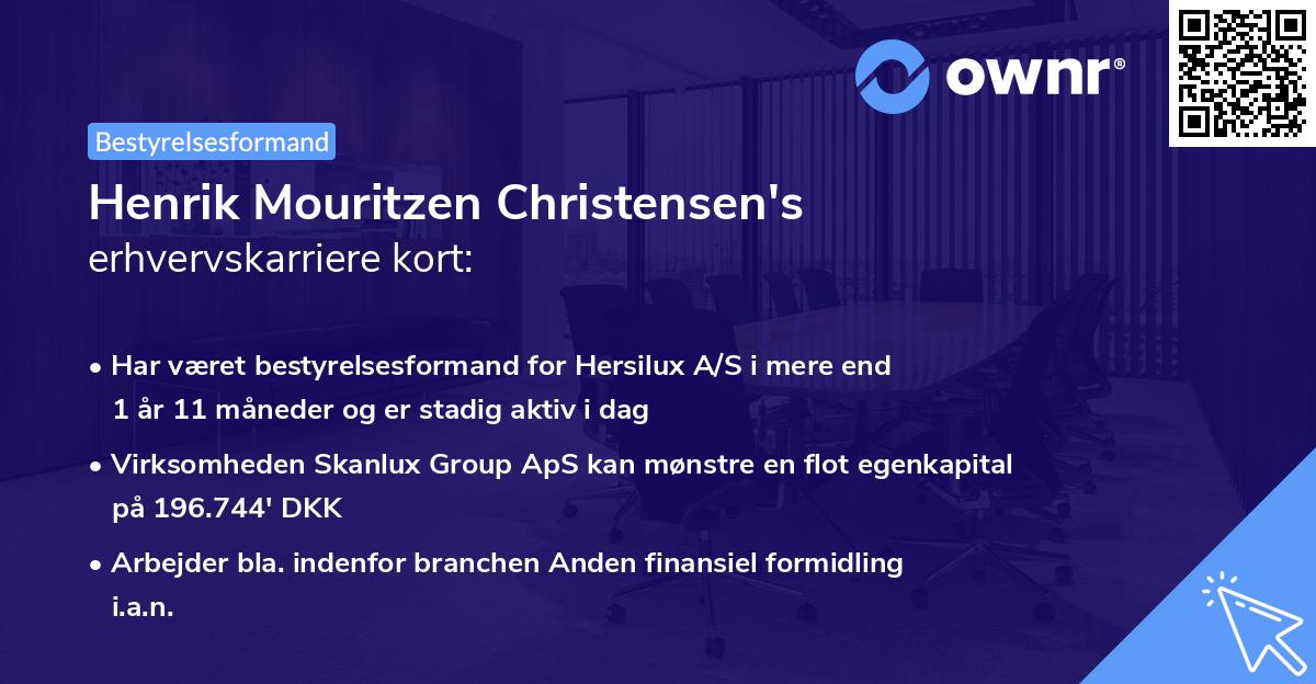 Henrik Mouritzen Christensen's erhvervskarriere kort