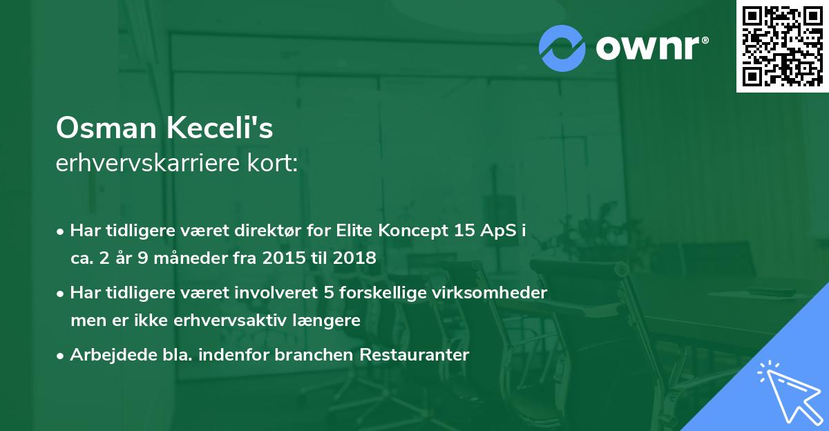 Osman Keceli's erhvervskarriere kort
