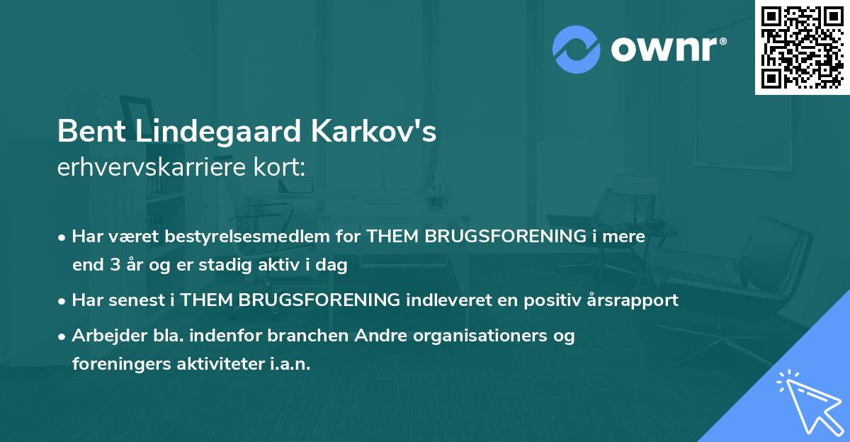 Bent Lindegaard Karkov's erhvervskarriere kort