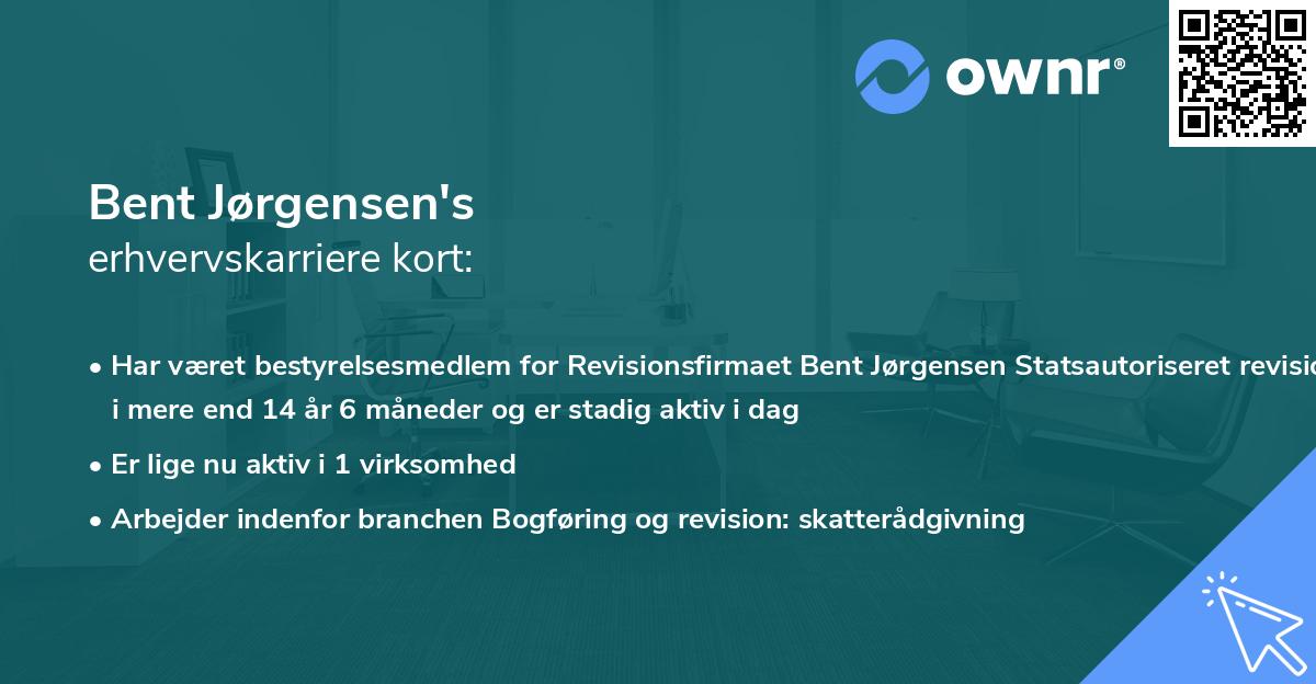 Bent Jørgensen's erhvervskarriere kort