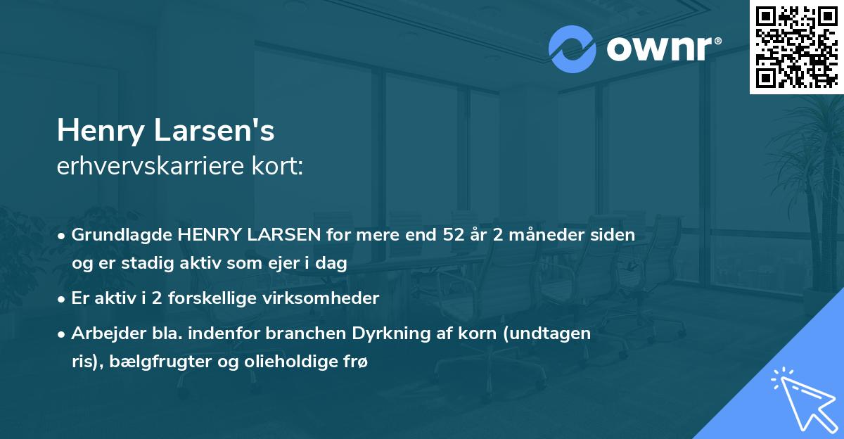 Henry Larsen's erhvervskarriere kort