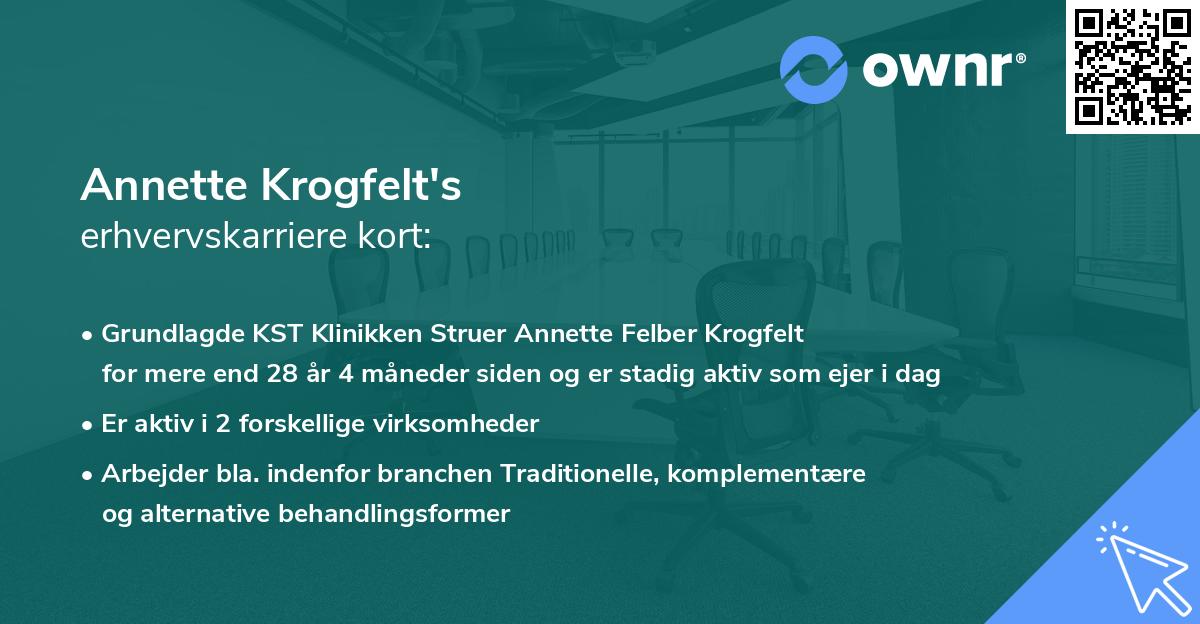 Annette Krogfelt's erhvervskarriere kort