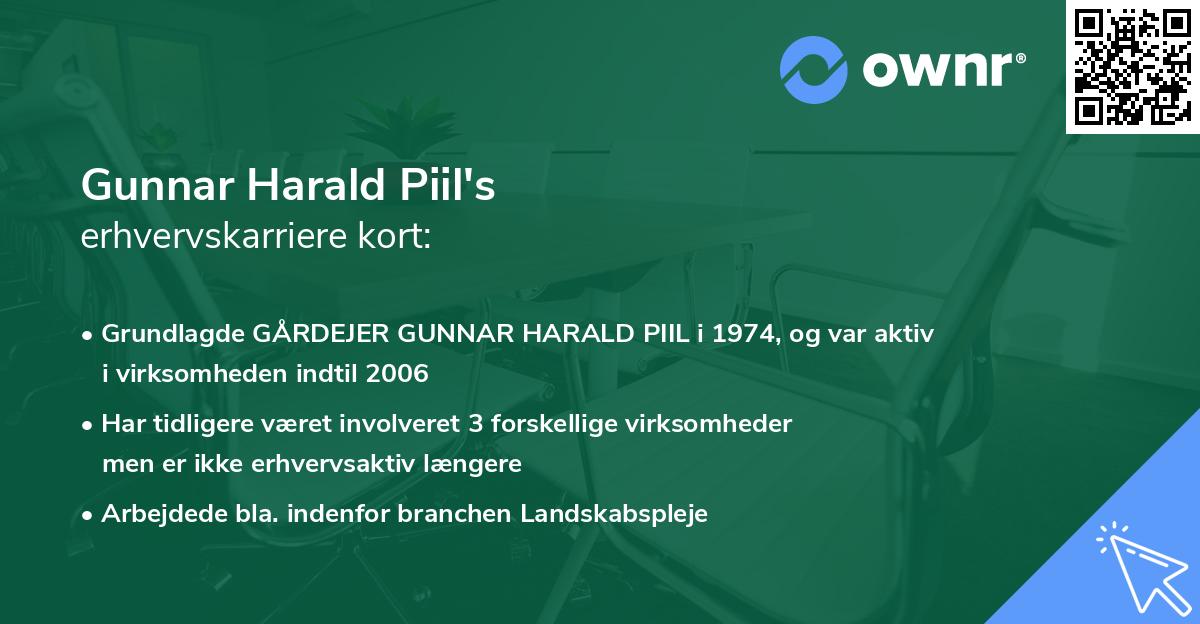 Gunnar Harald Piil's erhvervskarriere kort