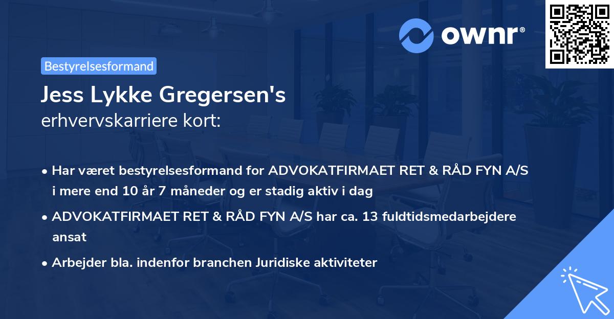 Jess Lykke Gregersen's erhvervskarriere kort