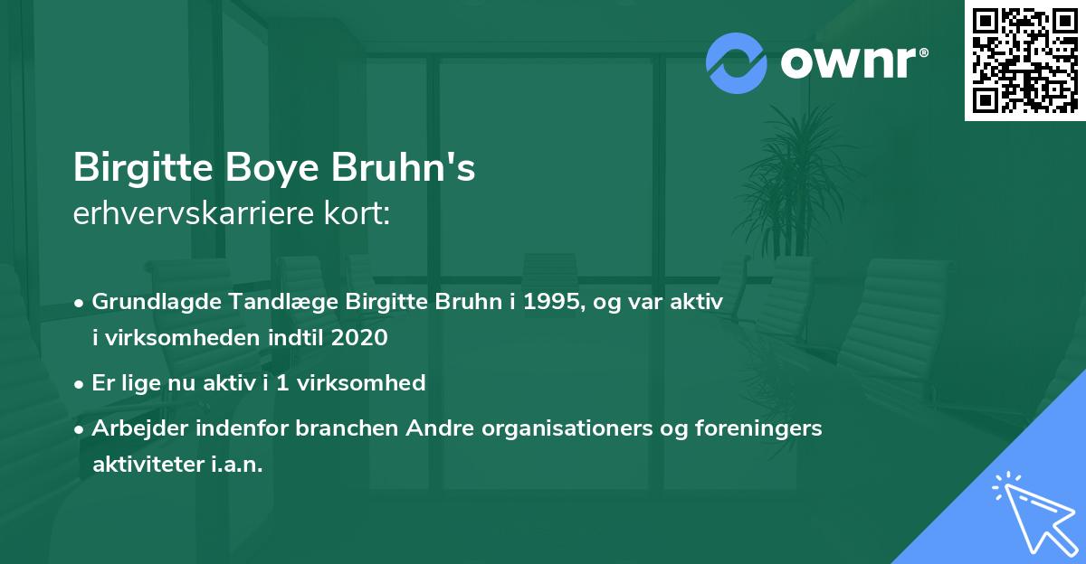 Birgitte Boye Bruhn's erhvervskarriere kort