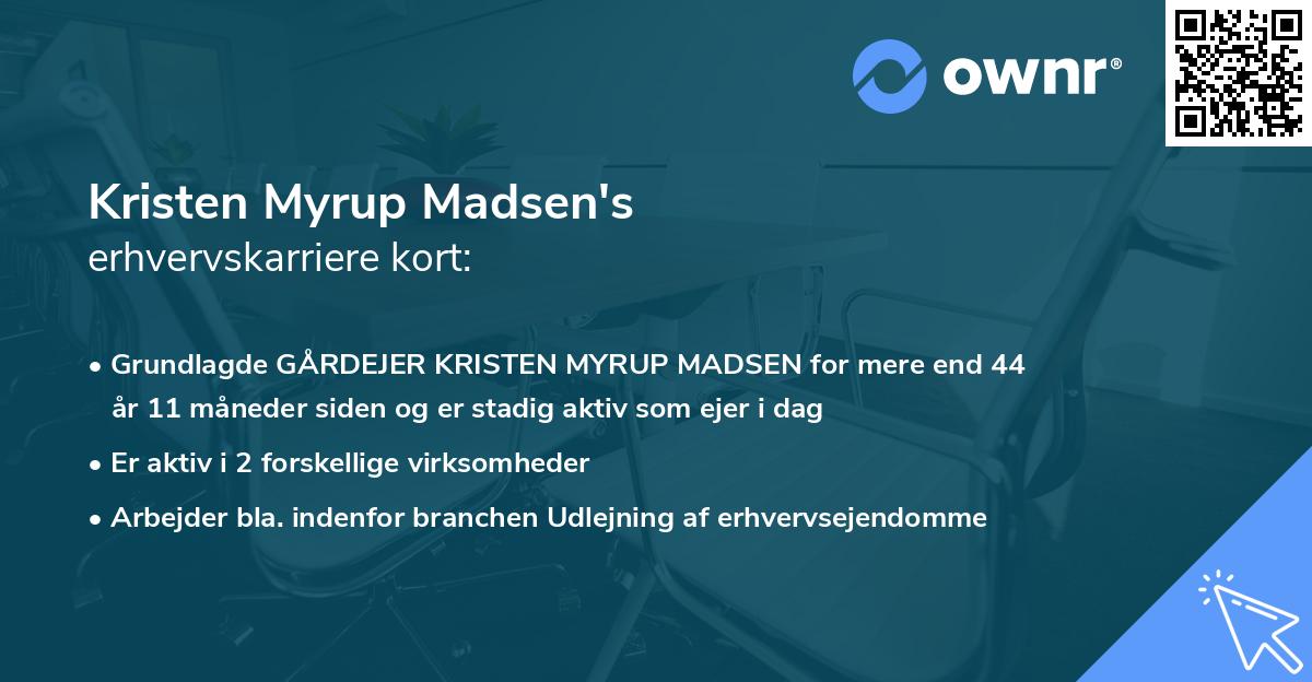 Kristen Myrup Madsen's erhvervskarriere kort