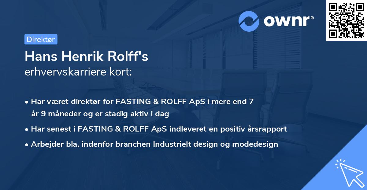 Hans Henrik Rolff's erhvervskarriere kort