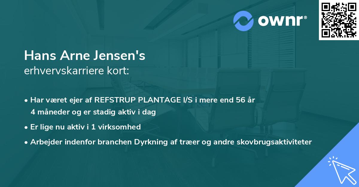 Hans Arne Jensen's erhvervskarriere kort