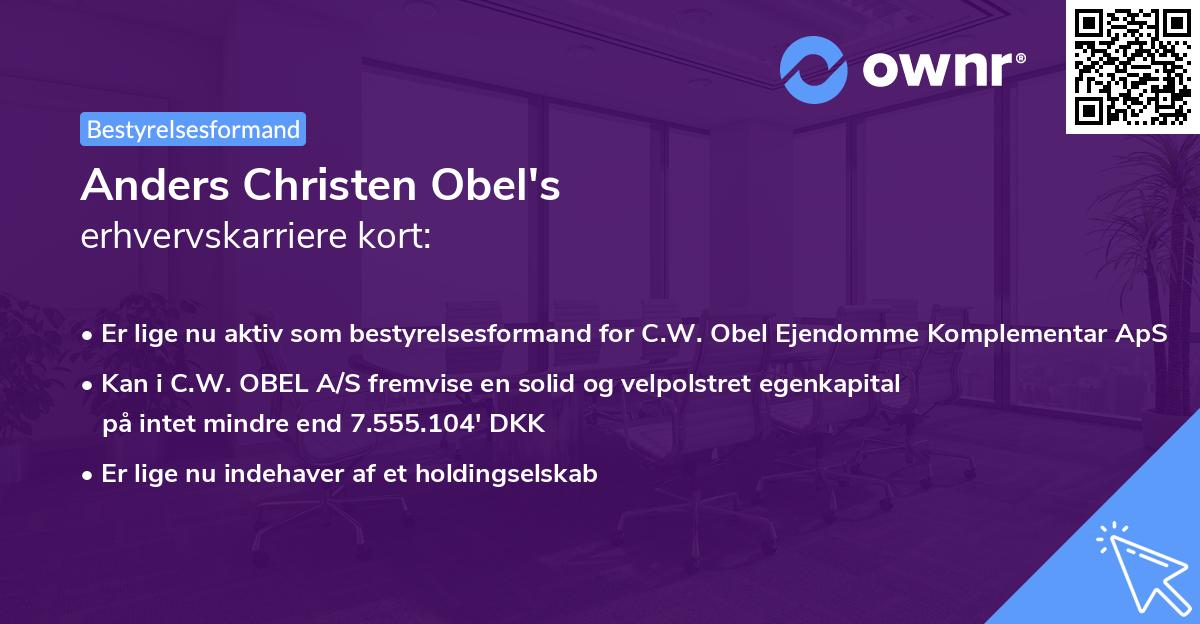 Anders Christen Obel's erhvervskarriere kort