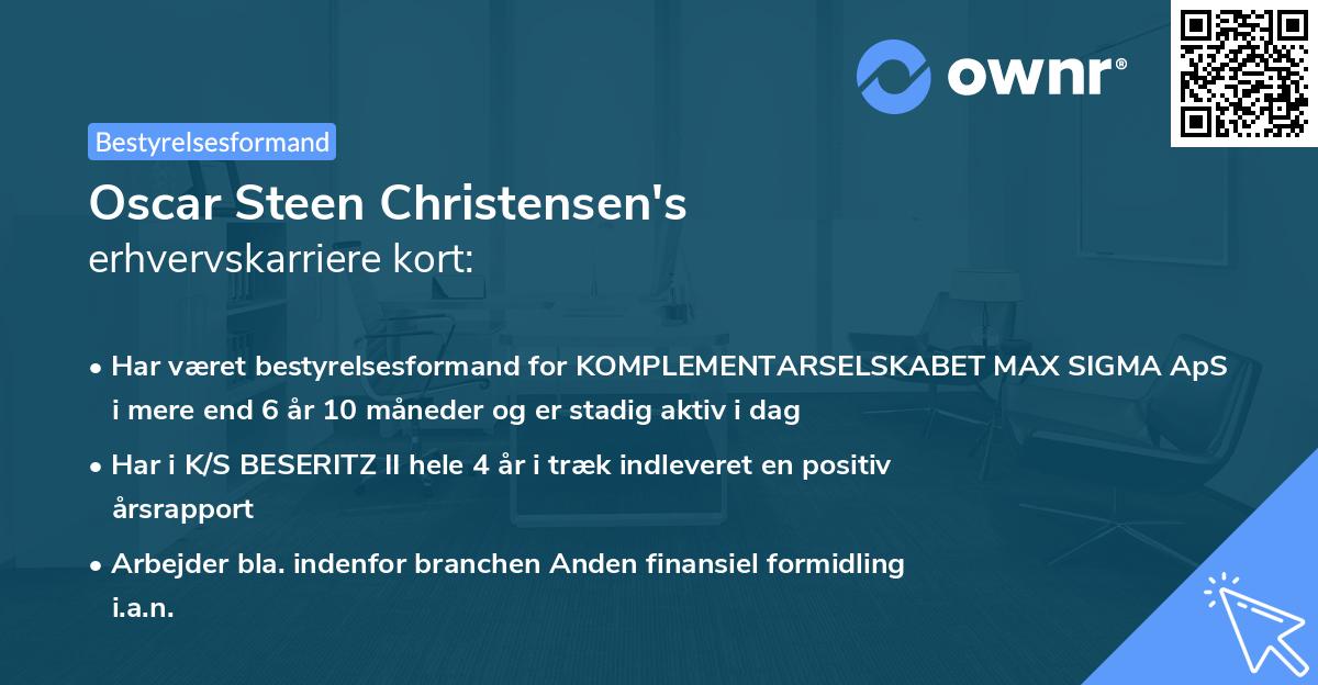 Oscar Steen Christensen's erhvervskarriere kort