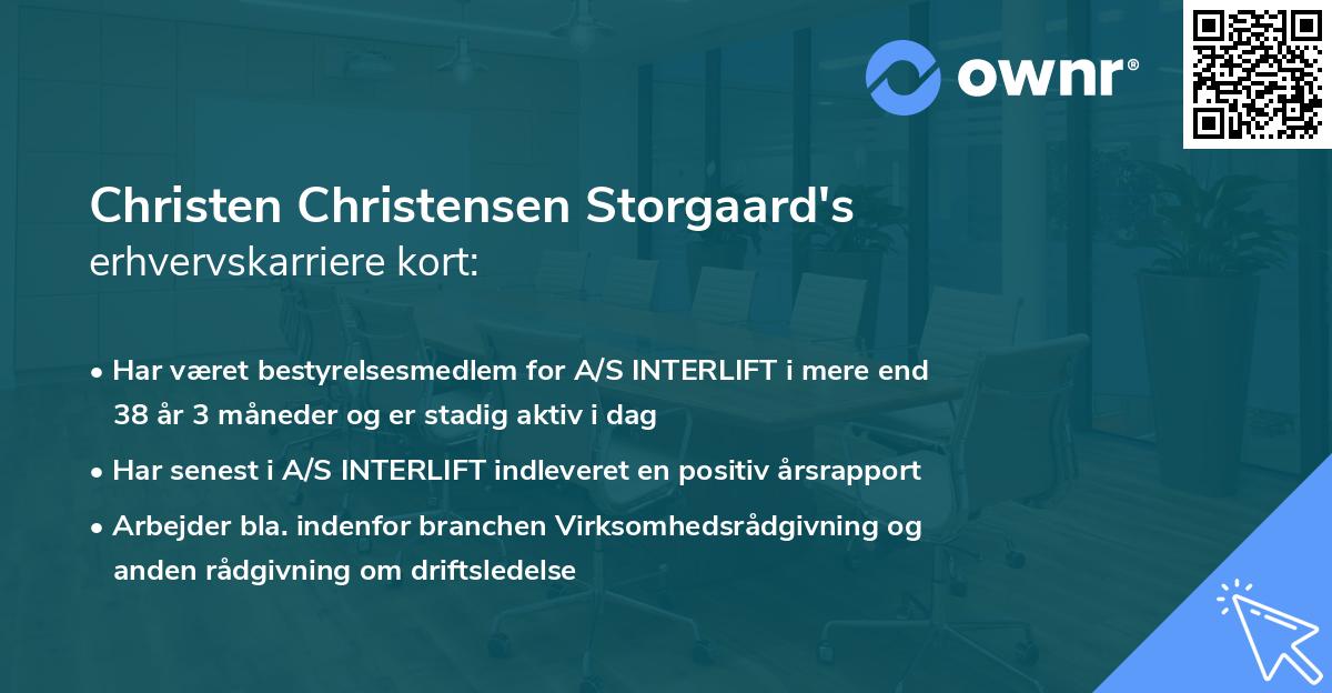 Christen Christensen Storgaard's erhvervskarriere kort