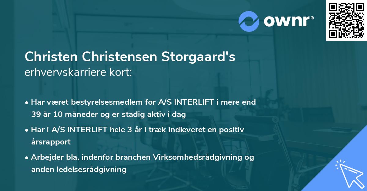 Christen Christensen Storgaard's erhvervskarriere kort