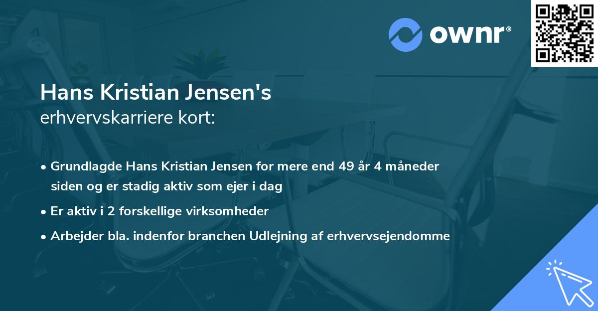 Hans Kristian Jensen's erhvervskarriere kort