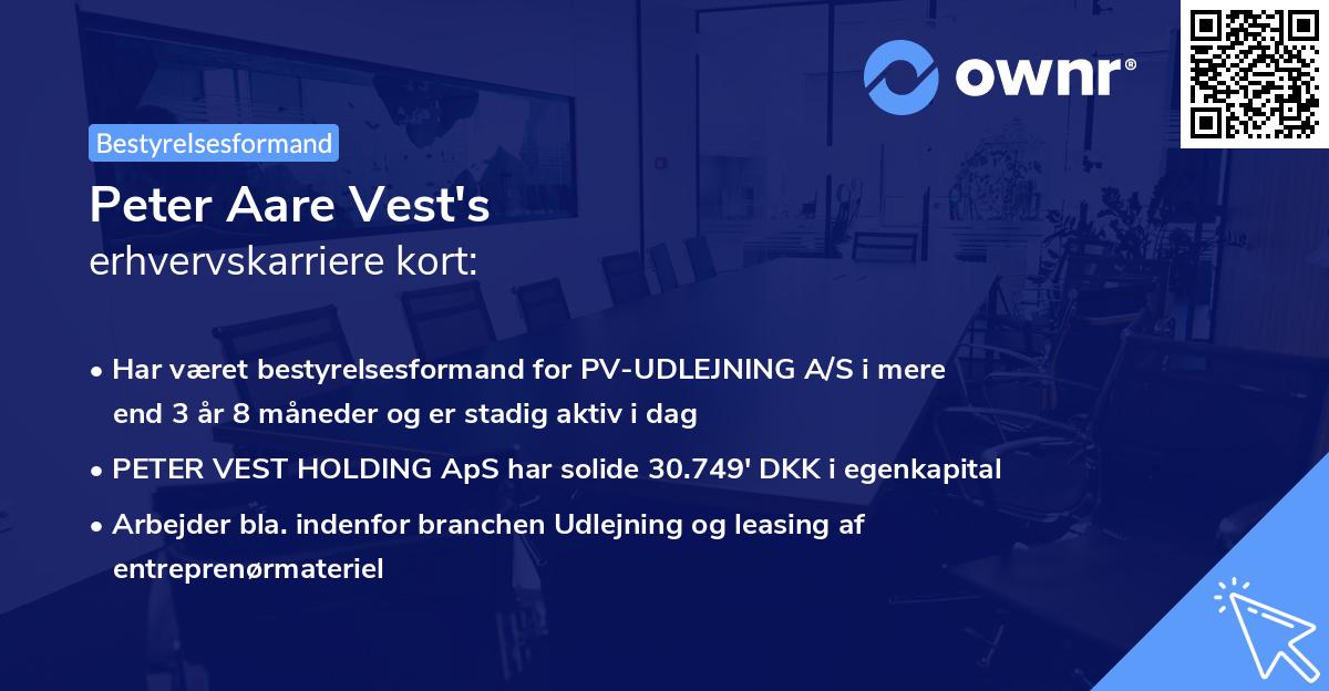 Peter Aare Vest's erhvervskarriere kort