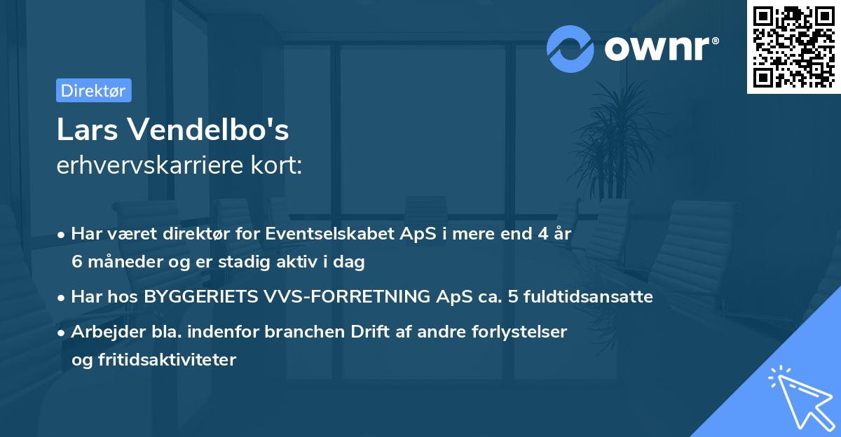 Lars Vendelbo's erhvervskarriere kort