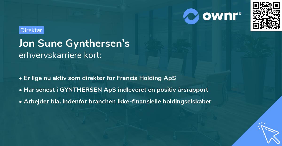 Jon Sune Gynthersen's erhvervskarriere kort