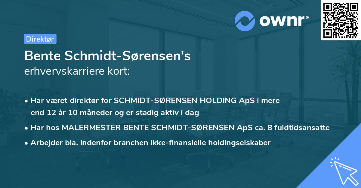 Bente Schmidt-Sørensen's erhvervskarriere kort