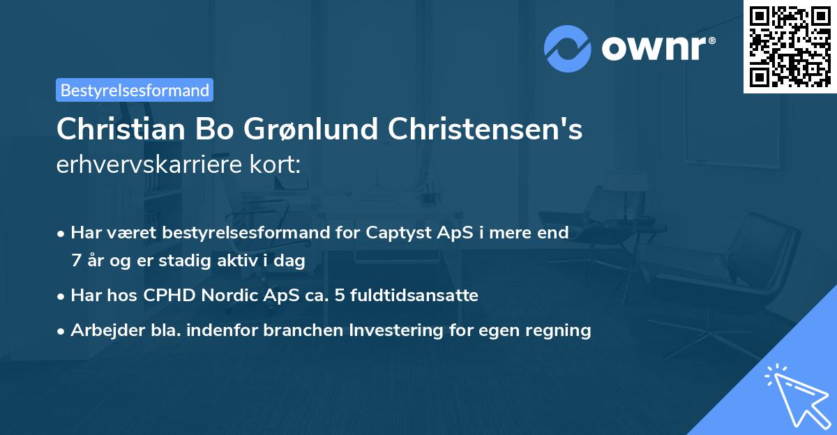 Christian Bo Grønlund Christensen's erhvervskarriere kort