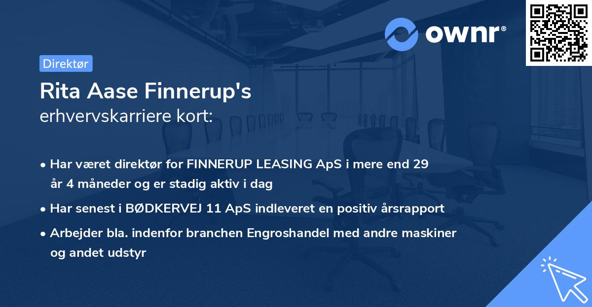 Rita Aase Finnerup's erhvervskarriere kort