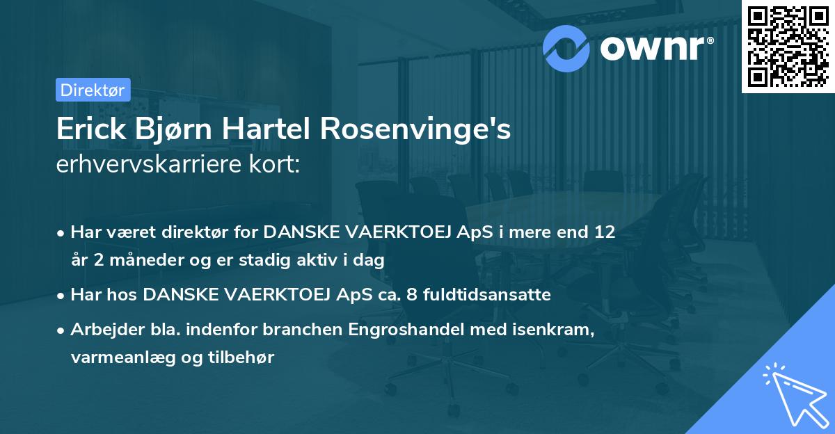 Erick Bjørn Hartel Rosenvinge's erhvervskarriere kort