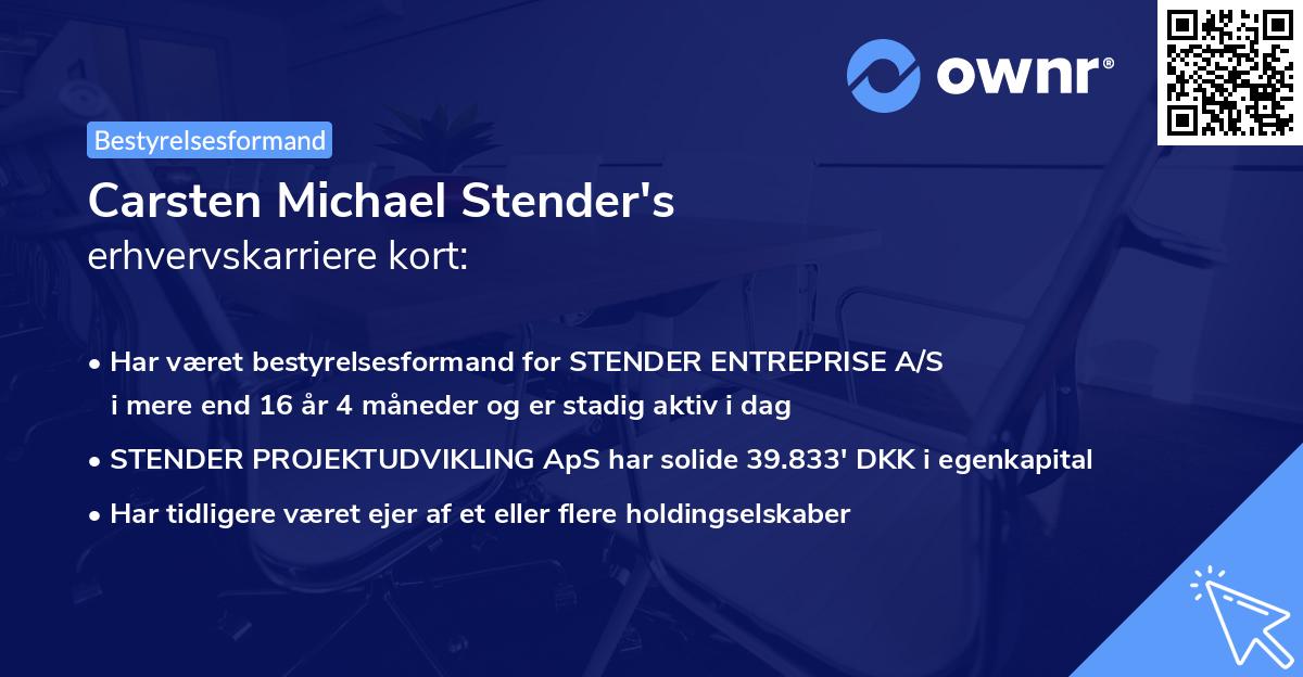 Carsten Michael Stender's erhvervskarriere kort