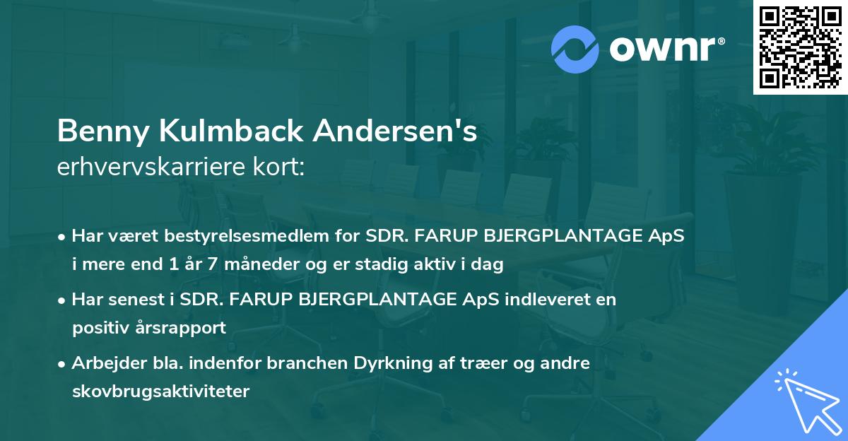 Benny Kulmback Andersen's erhvervskarriere kort