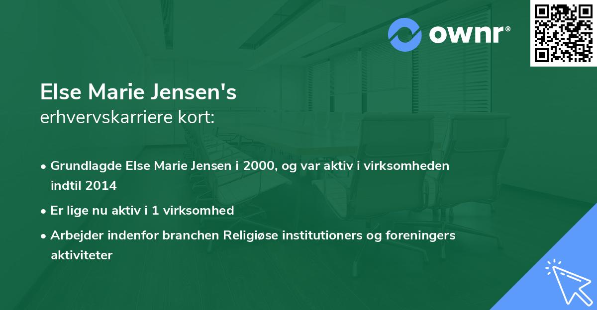 Else Marie Jensen's erhvervskarriere kort