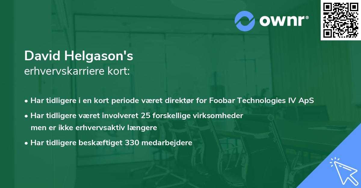 David Helgason's erhvervskarriere kort