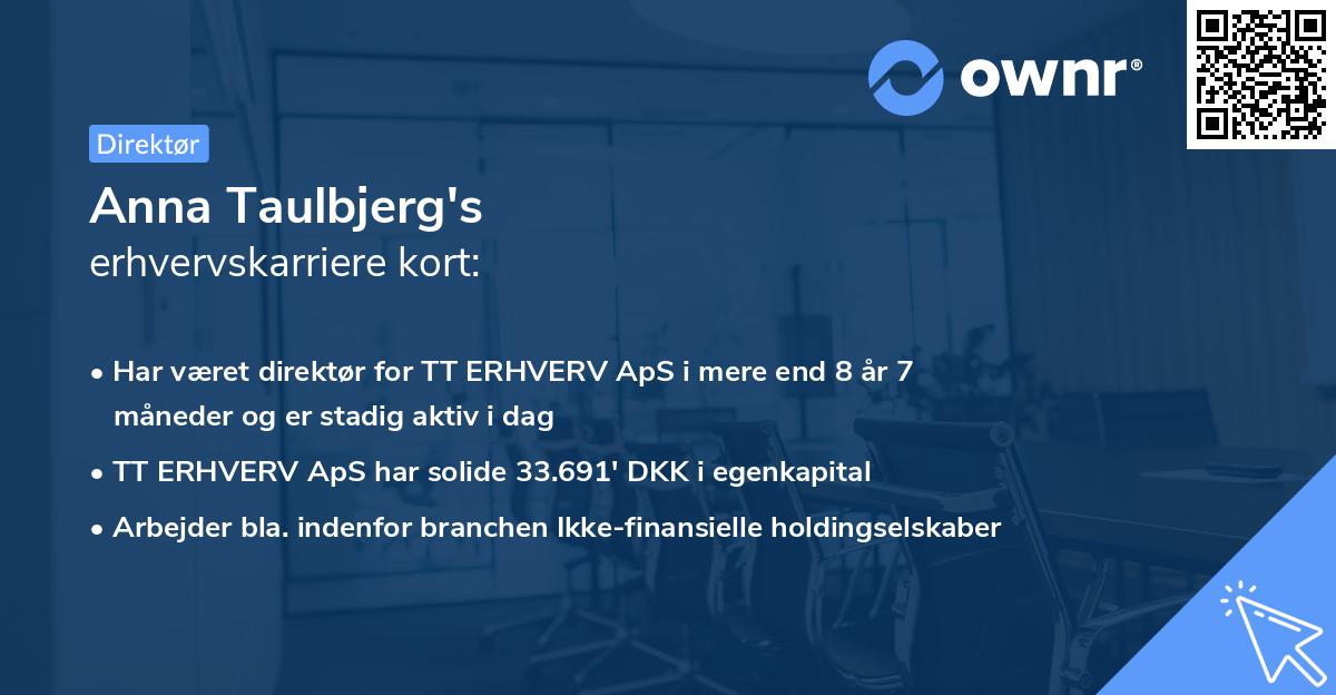Anna Taulbjerg's erhvervskarriere kort