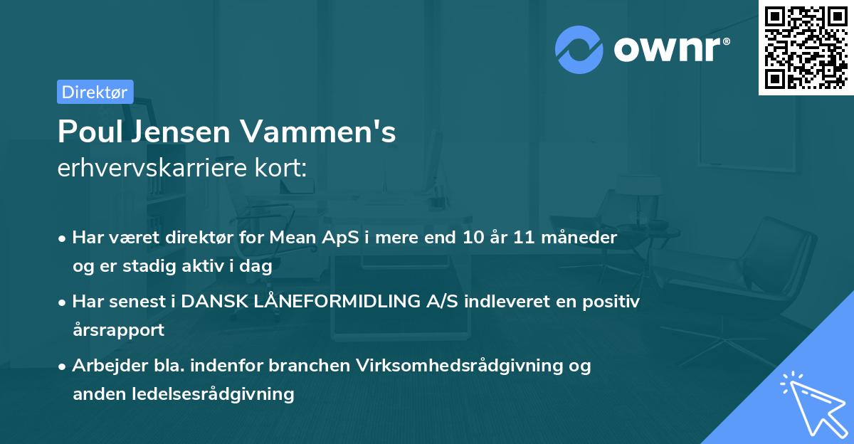 Poul Jensen Vammen's erhvervskarriere kort