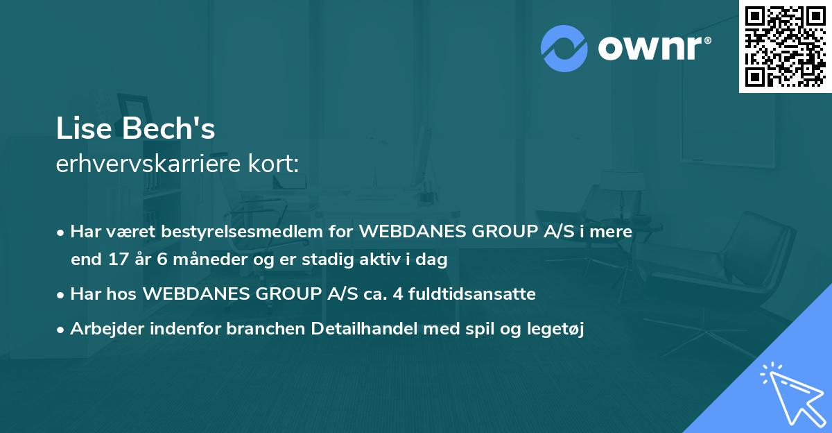 Lise Bech's erhvervskarriere kort