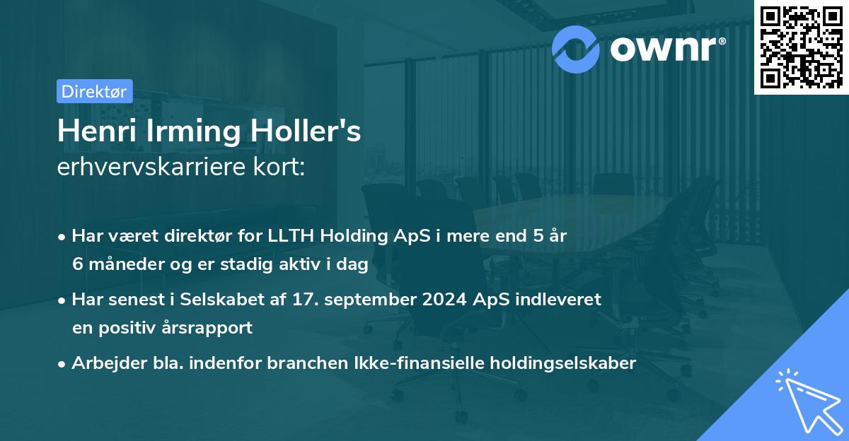 Henri Irming Holler's erhvervskarriere kort