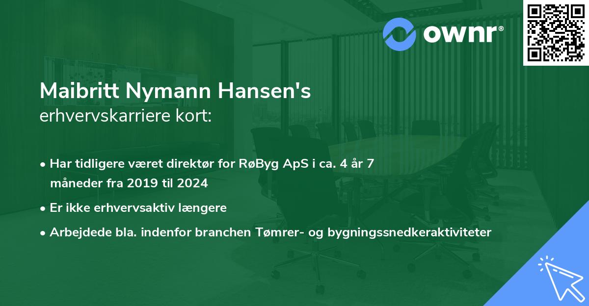 Maibritt Nymann Hansen's erhvervskarriere kort