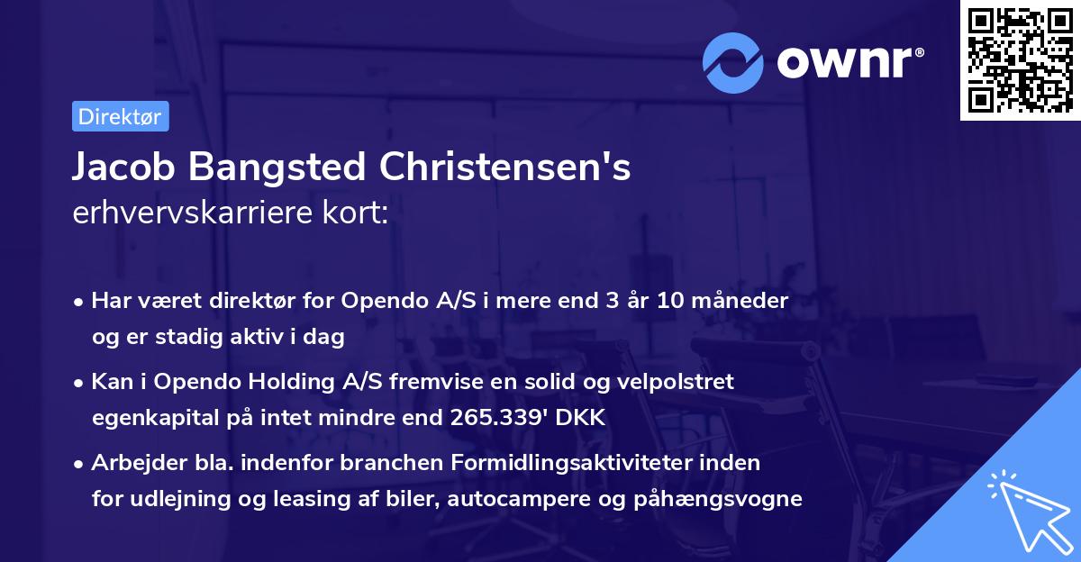 Jacob Bangsted Christensen's erhvervskarriere kort