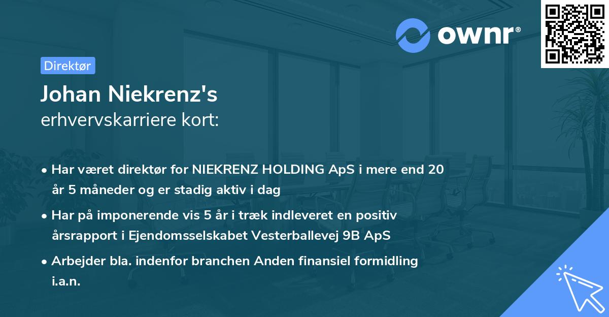 Johan Niekrenz's erhvervskarriere kort