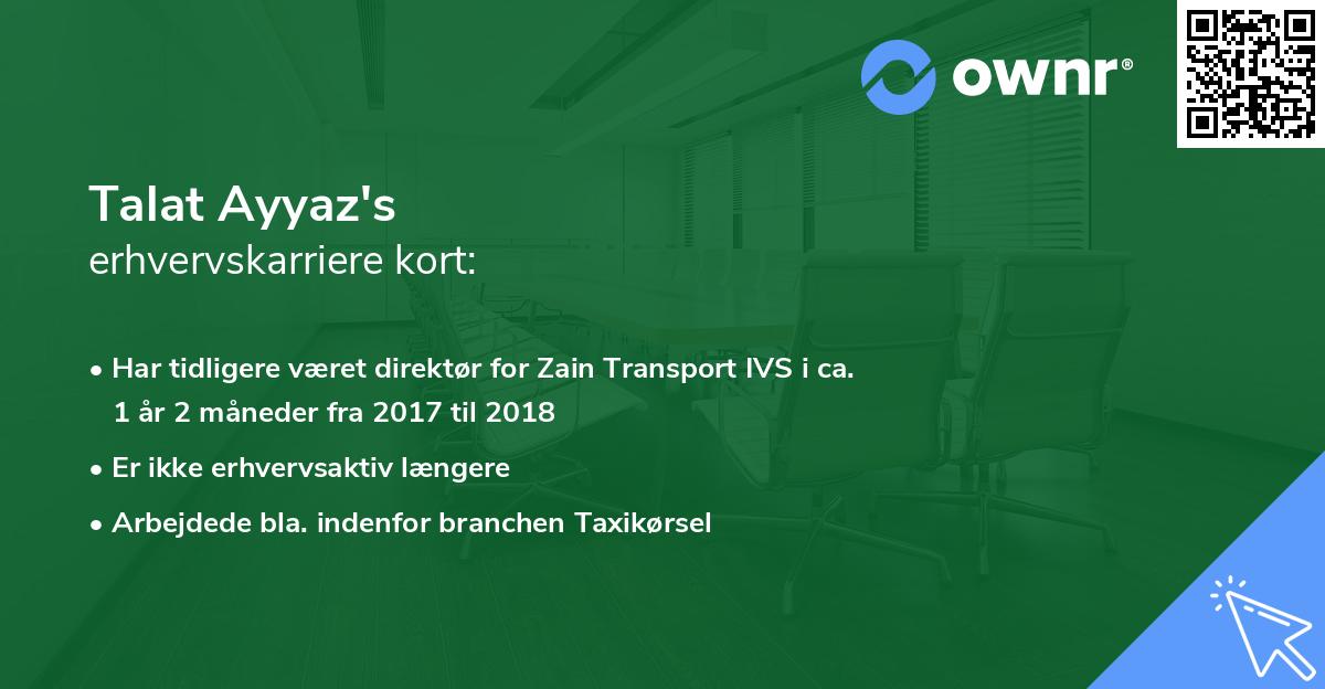Talat Ayyaz's erhvervskarriere kort