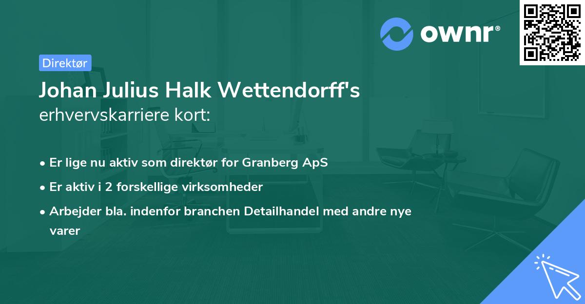 Johan Julius Halk Wettendorff's erhvervskarriere kort