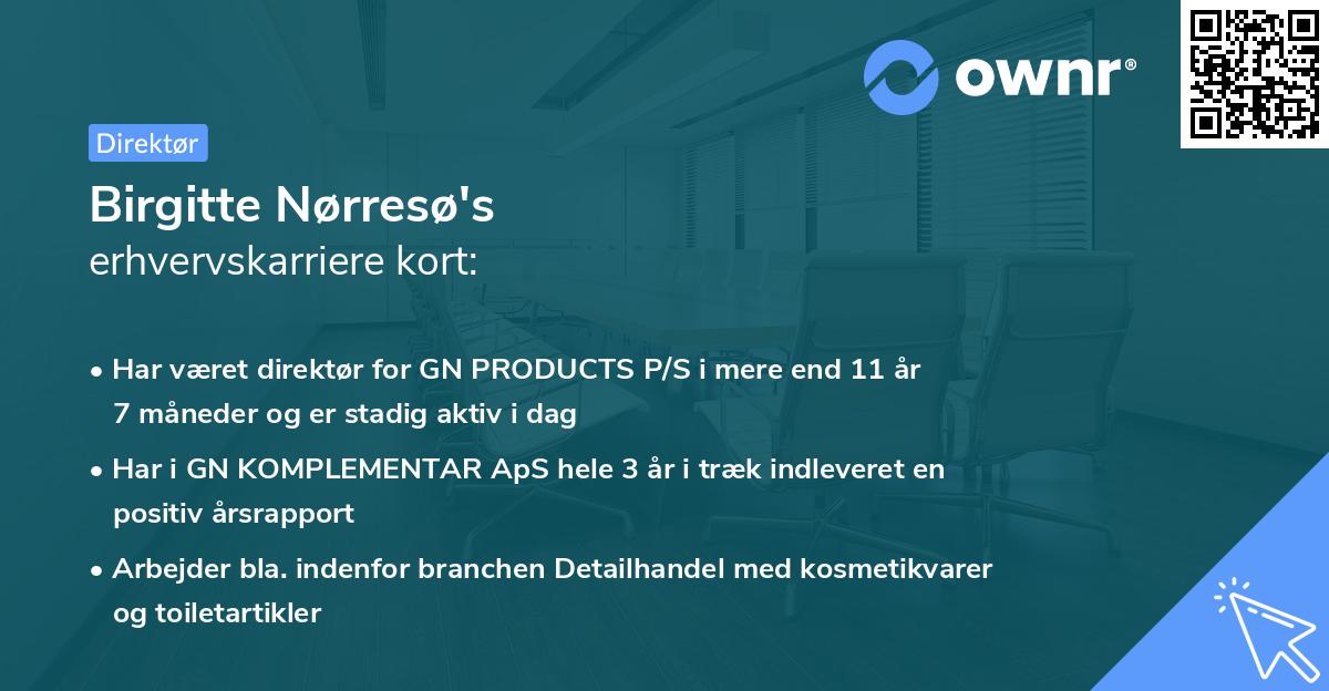 Birgitte Nørresø's erhvervskarriere kort