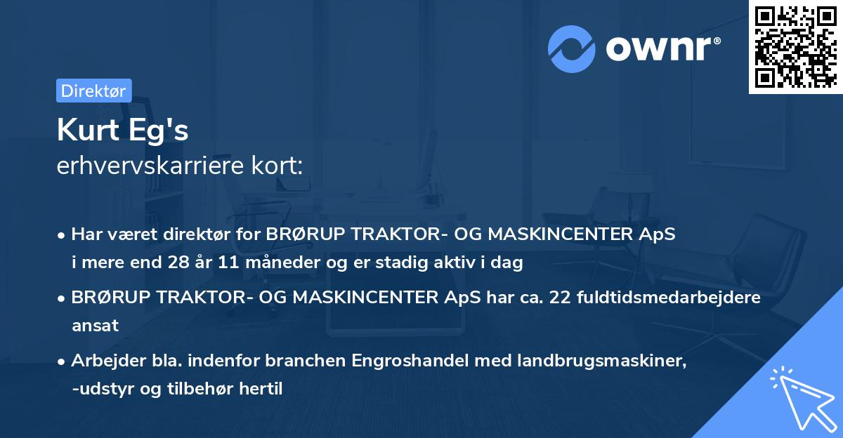 Kurt Eg's erhvervskarriere kort