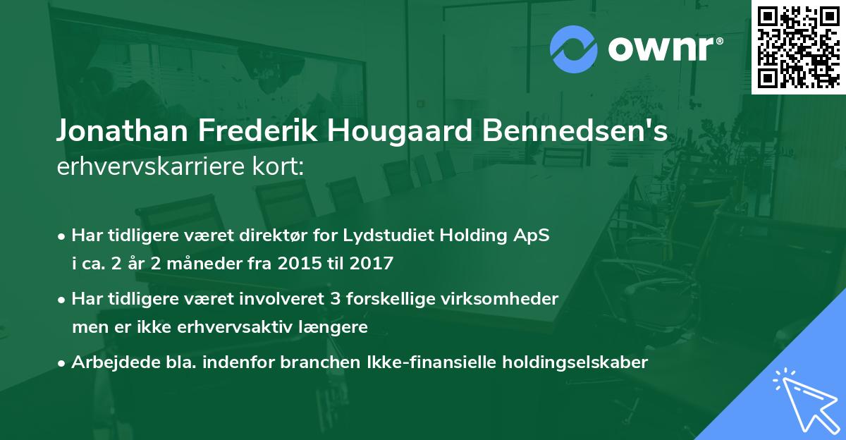 Jonathan Frederik Hougaard Bennedsen's erhvervskarriere kort