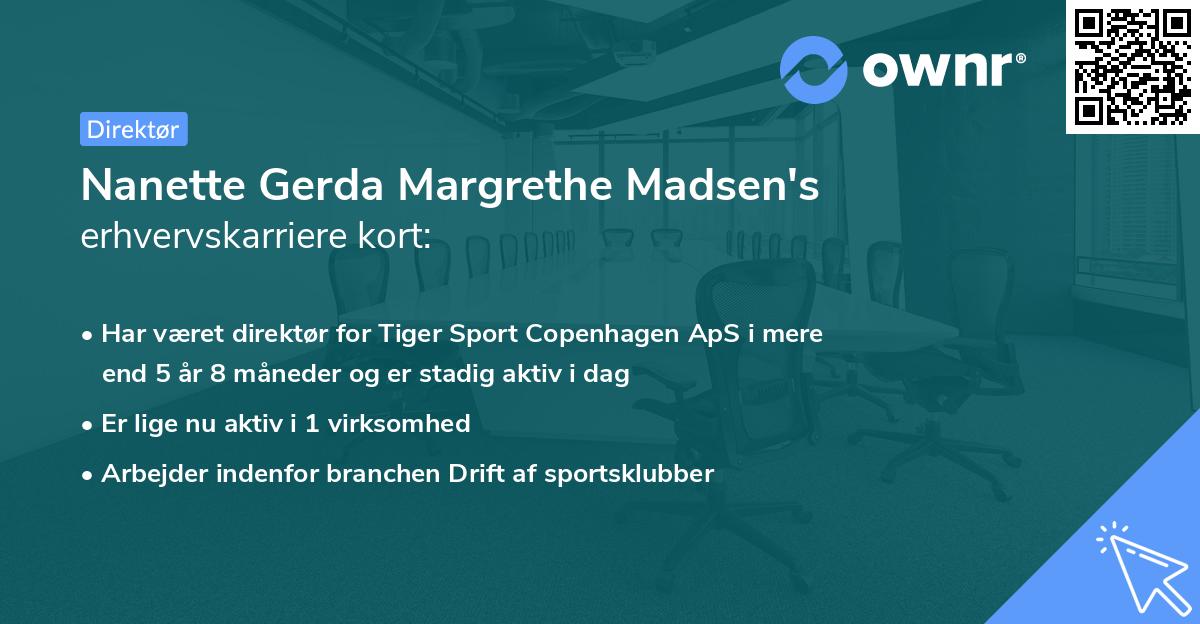 Nanette Gerda Margrethe Madsen's erhvervskarriere kort